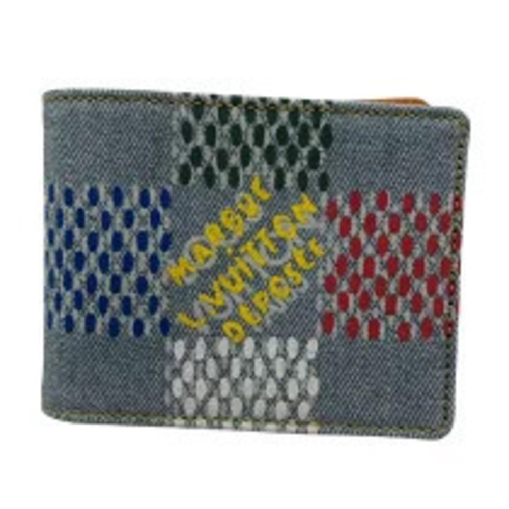 Louis Vuitton Portefeuille Multiple Denim Damier LV Bars Bi fold Wallet